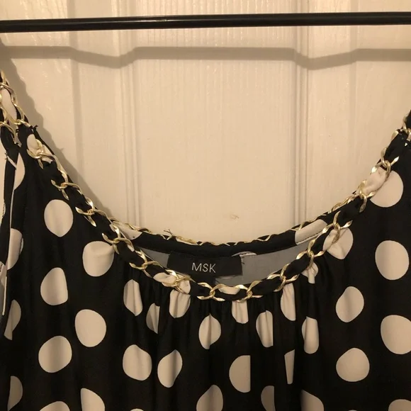 NWOT Black and White polka dot sun dress, with green stripe at hem XL NWOT - Picture 8 of 10